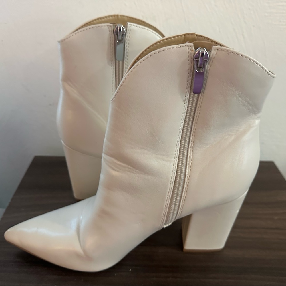 Nine West Chic Cream Heeled Boots - Picture 3 of 6